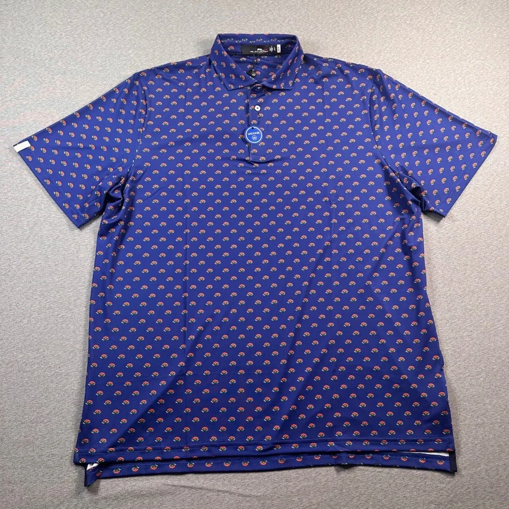 Ralph Lauren RLX Golf Polo Shirt Men's XL Royal AOP Floral Wicking Performance